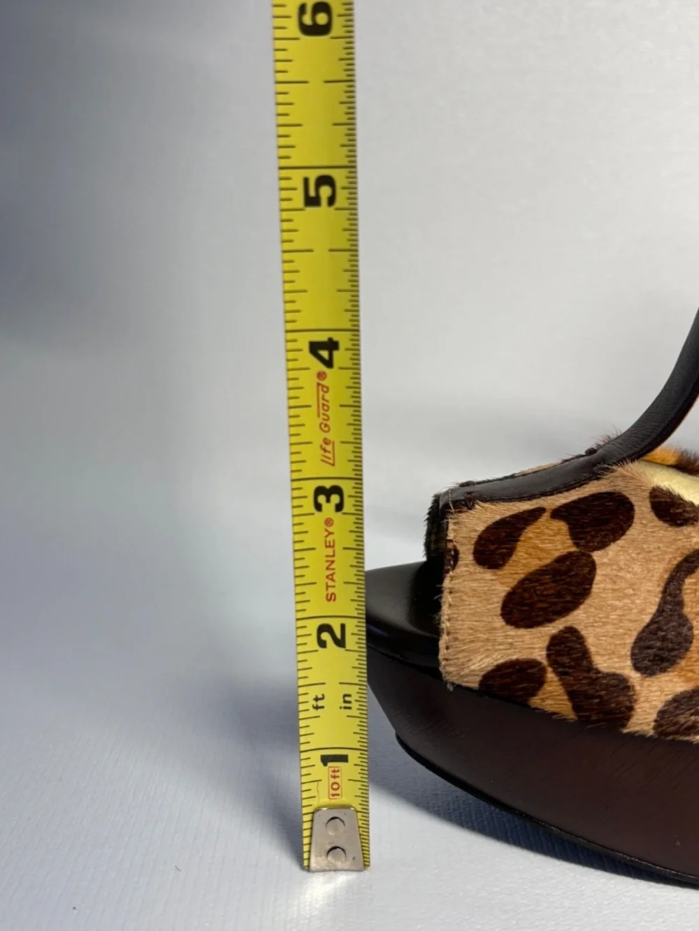 Jessica Simpson Leopard Calf Hair Platform Heels Brown T-Strap Stiletto Size 6.5